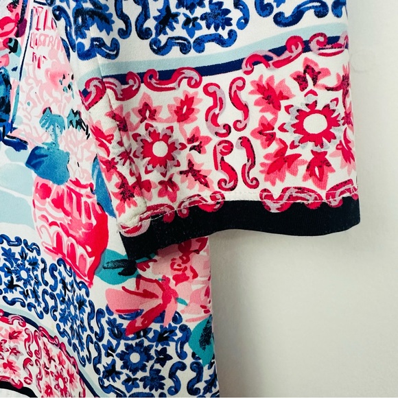 Charter Club Multicolor Abstract Floral 3/4 Long sleeve Top Size Large - Picture 2 of 8